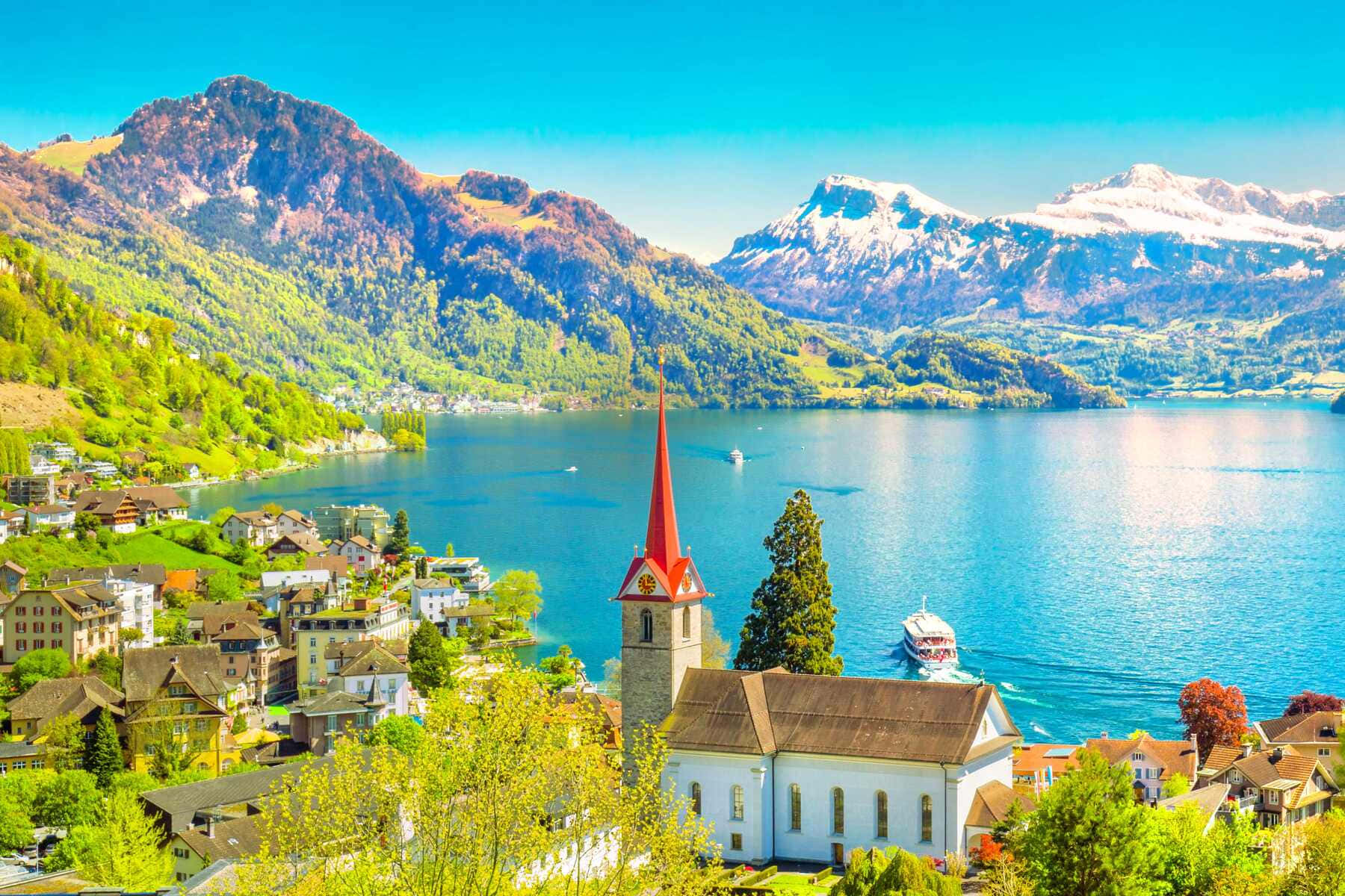 Scenisch Uitzicht Op Horgen Zwitserland Achtergrond