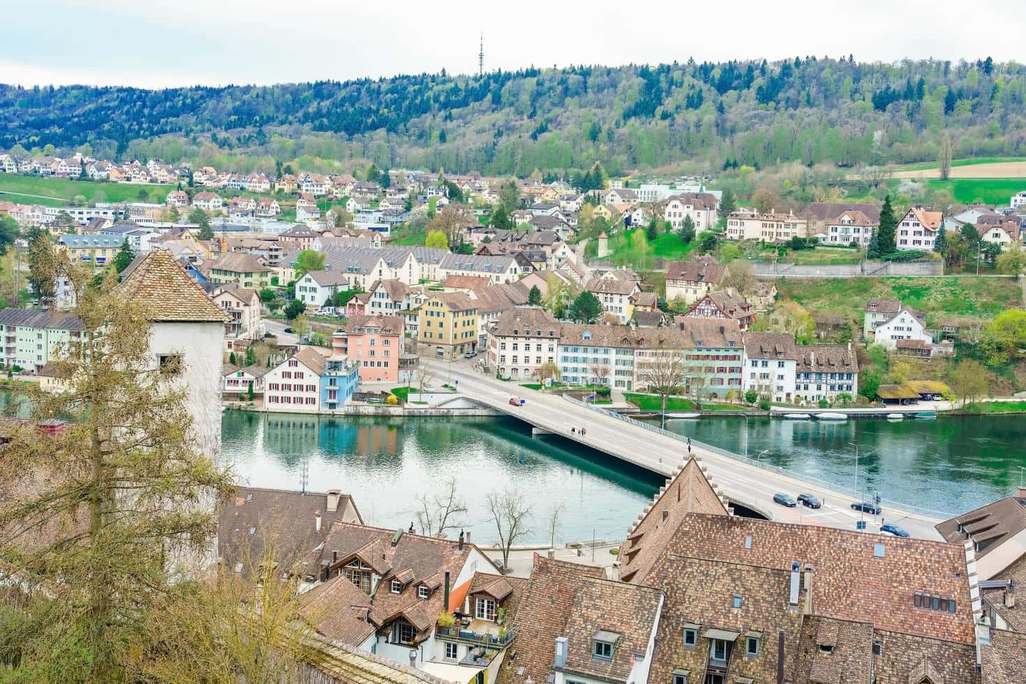 Schaffhausen Cityscapeand River Rhine Wallpaper