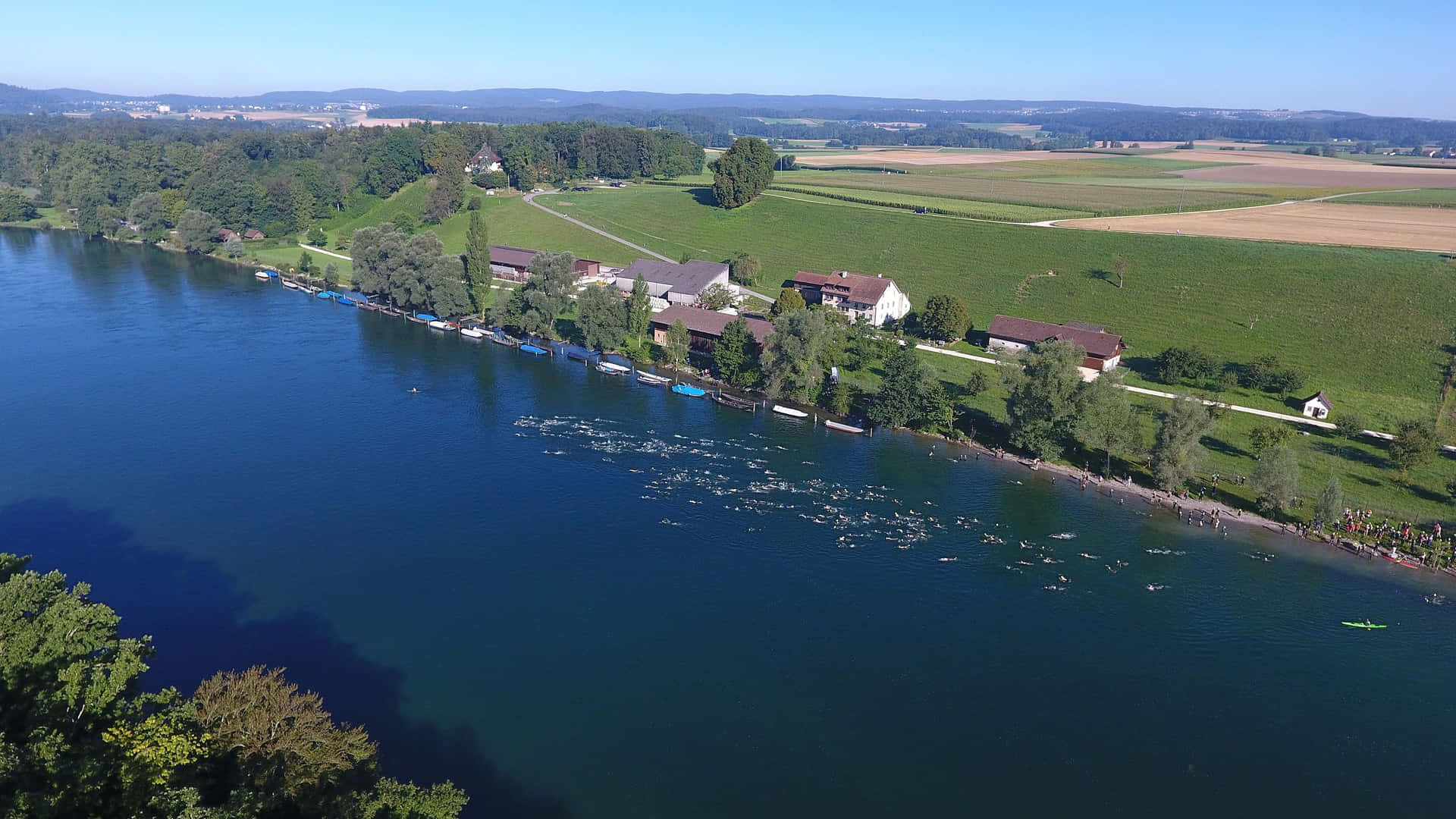 Schaffhausen Riverbank Aerial View Wallpaper