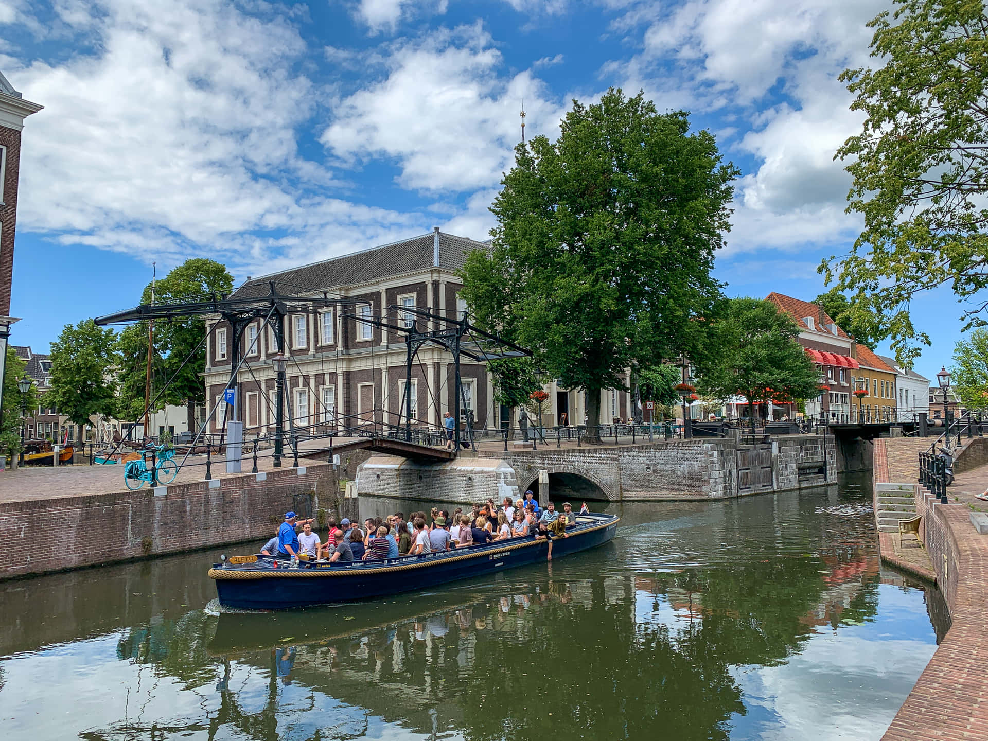 Schiedam Canal Tour With Historic Bridge Wallpaper