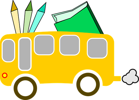 School Bus Cartoon Illustration PNG