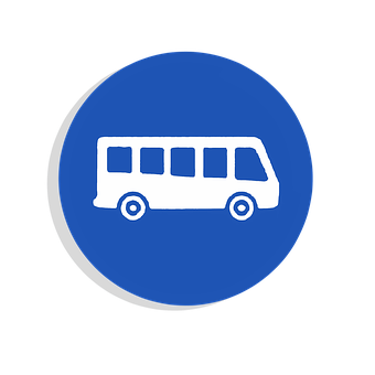 School Bus Icon Blue Background PNG