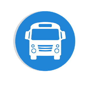 School Bus Icon Blue Background PNG