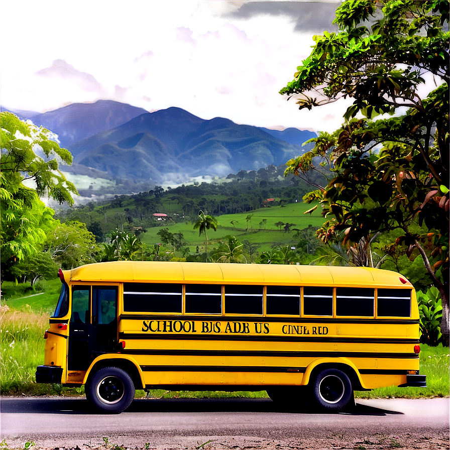 School Bus On Country Road Png Vcb18 PNG