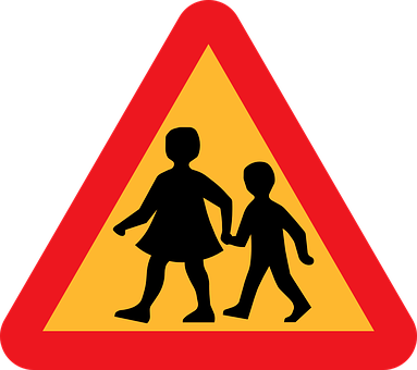 School Children Crossing Sign PNG