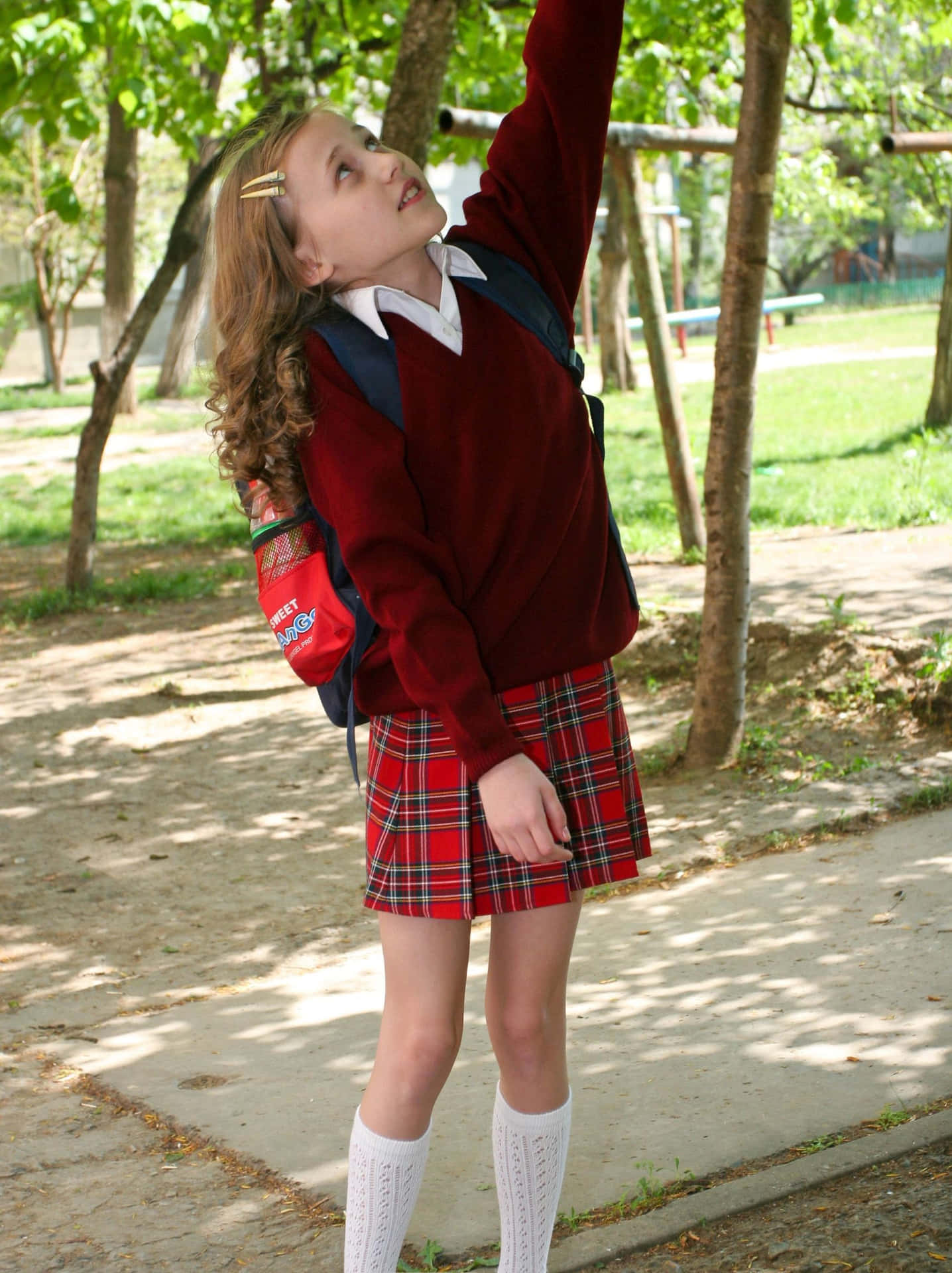 School Girl Red Uniform Picture