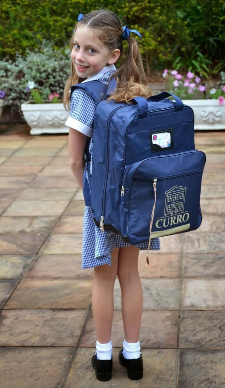 School Girl Big Backpack Picture