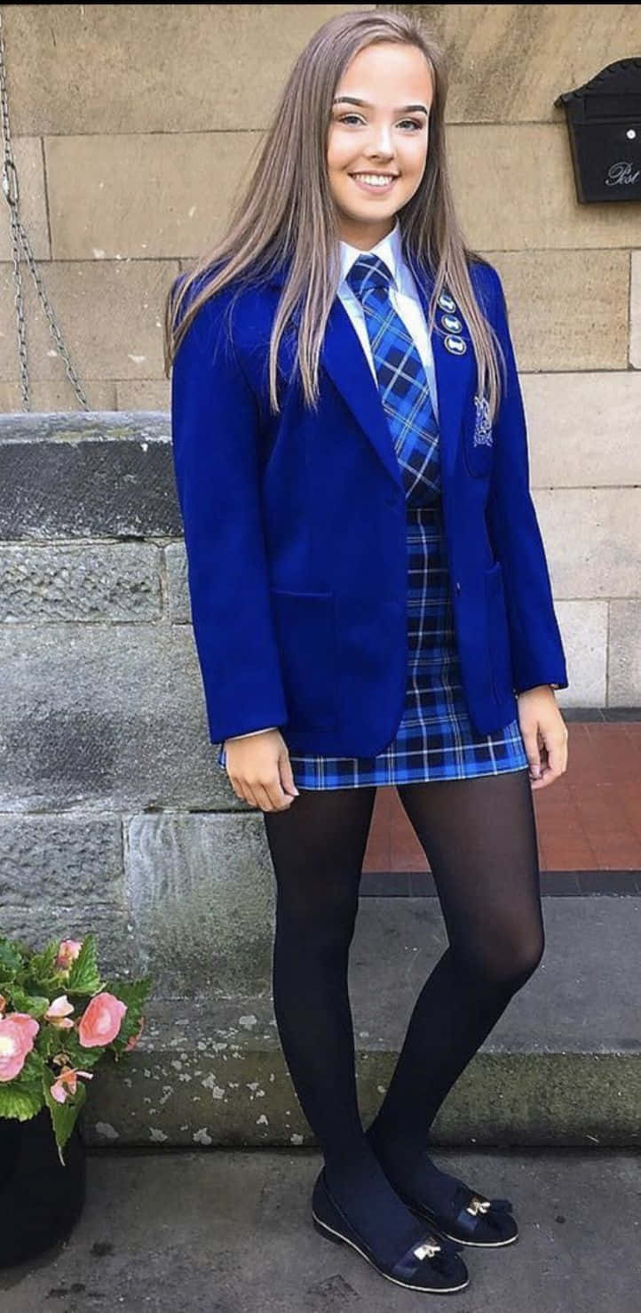 School Girl Blue Uniform Picture