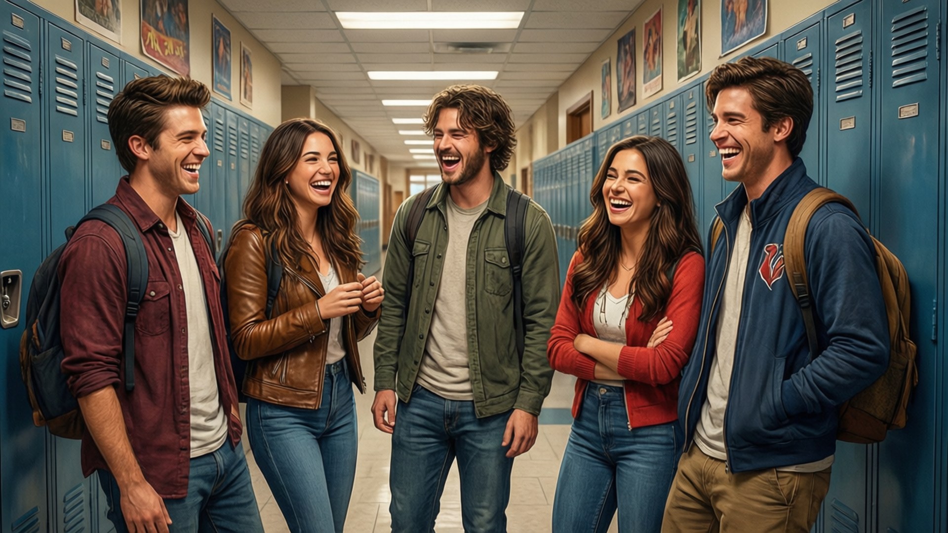School Hallway Friends Sfondi
