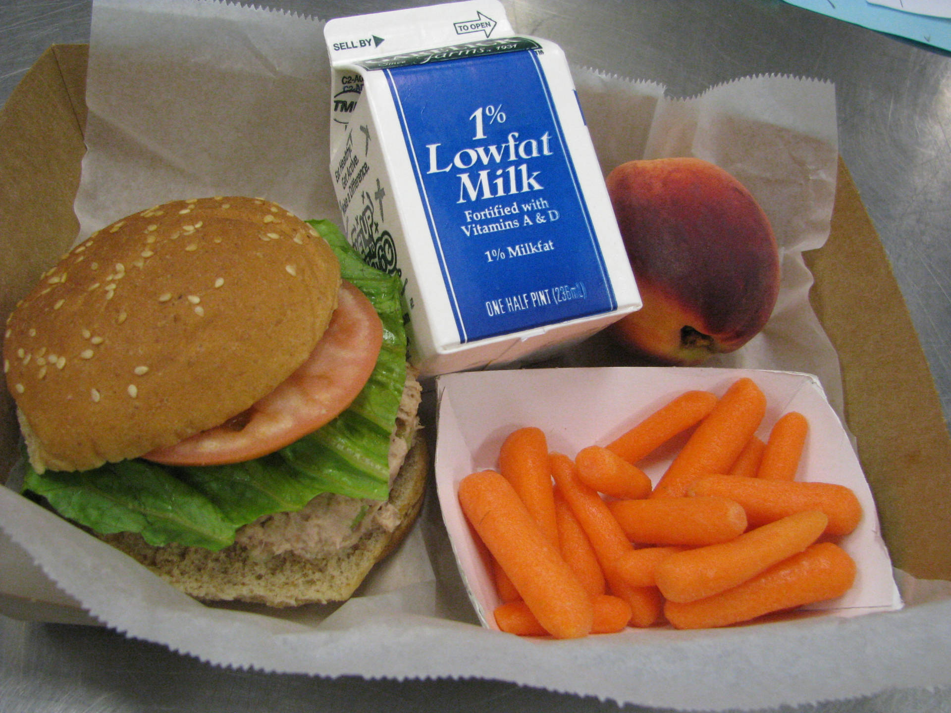 School Lunch Sandwich And Baby Carrots Wallpaper