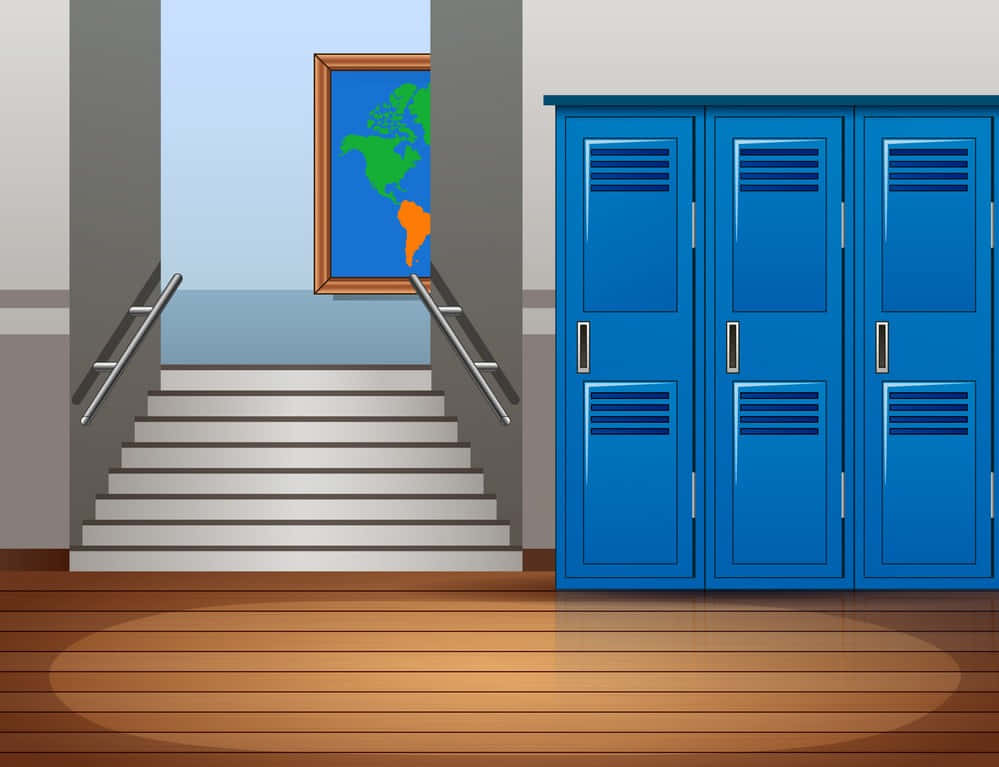 School Picture Background And Blue Locker