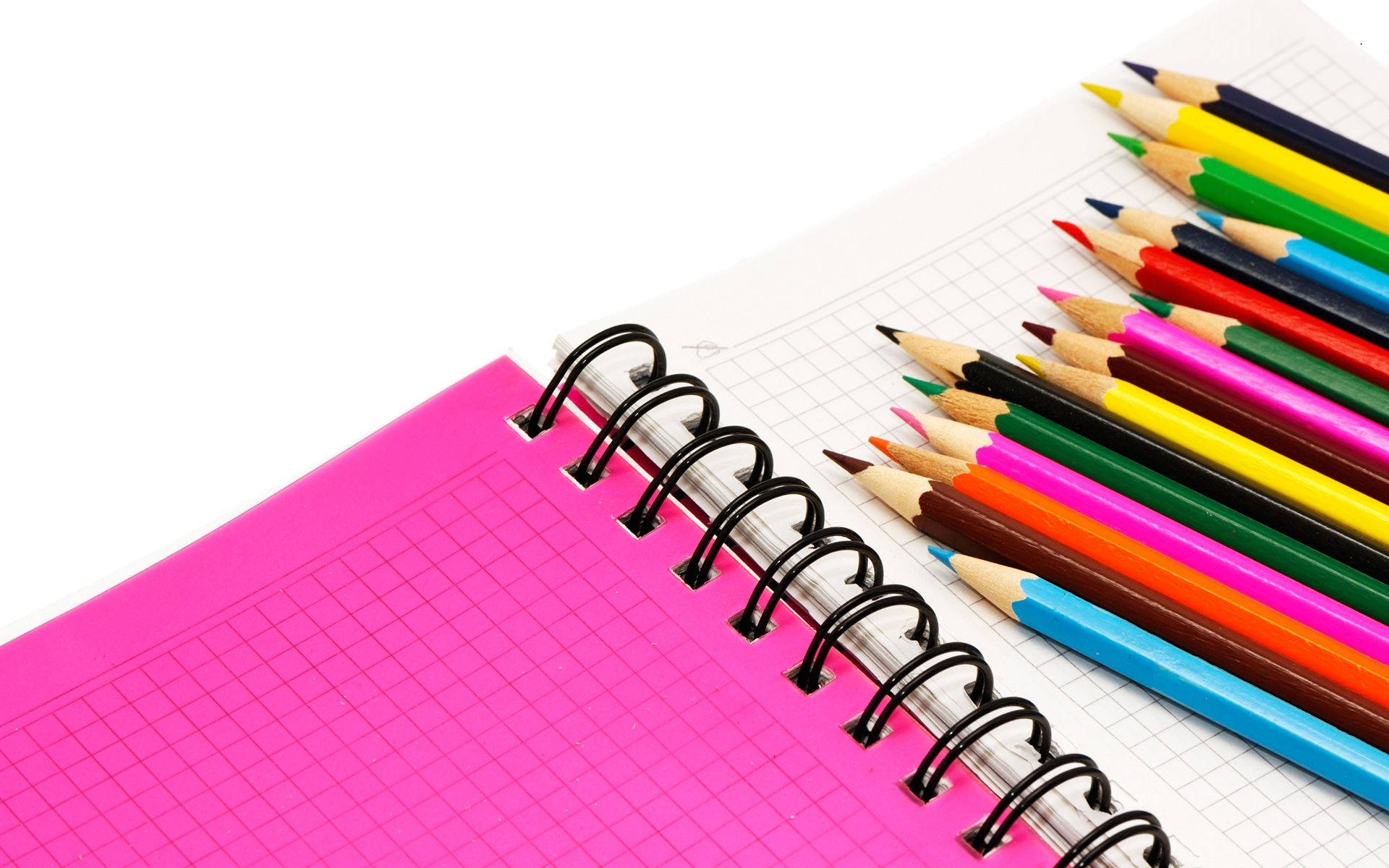 School Tools Colored Pencils - Graph Notebook Wallpaper