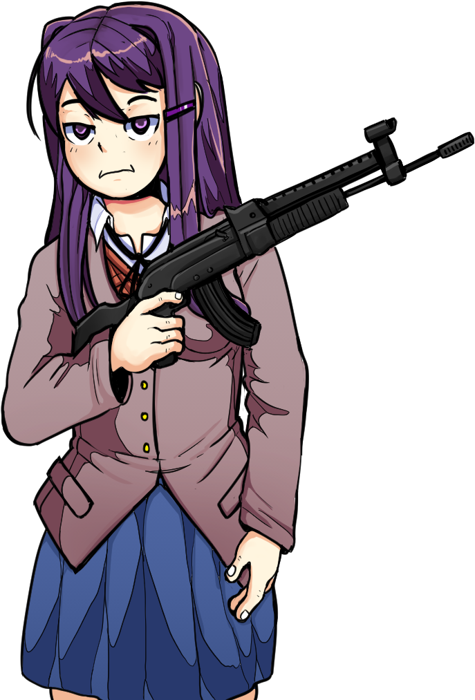 Schoolgirl With Rifle Anime Character PNG