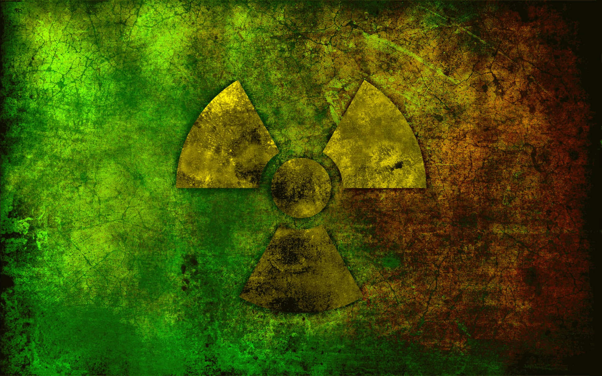 A Radioactive Symbol On A Green And Brown Background
