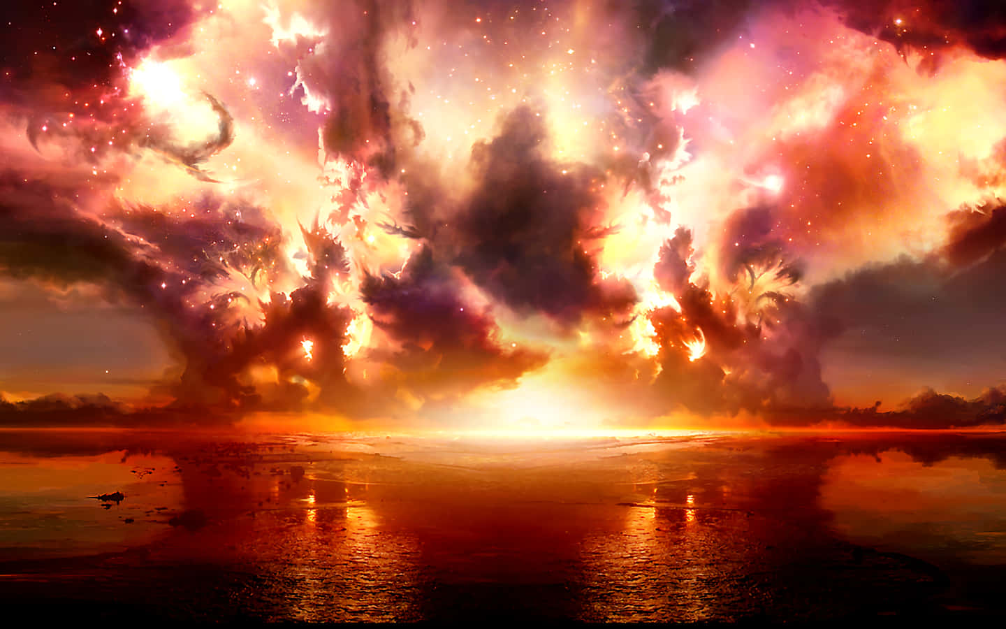 An Explosion In The Sky Over Water