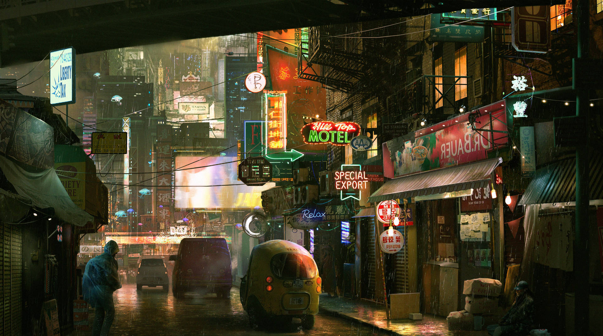 Sci-fi City From Cyberpunk Desktop Wallpaper