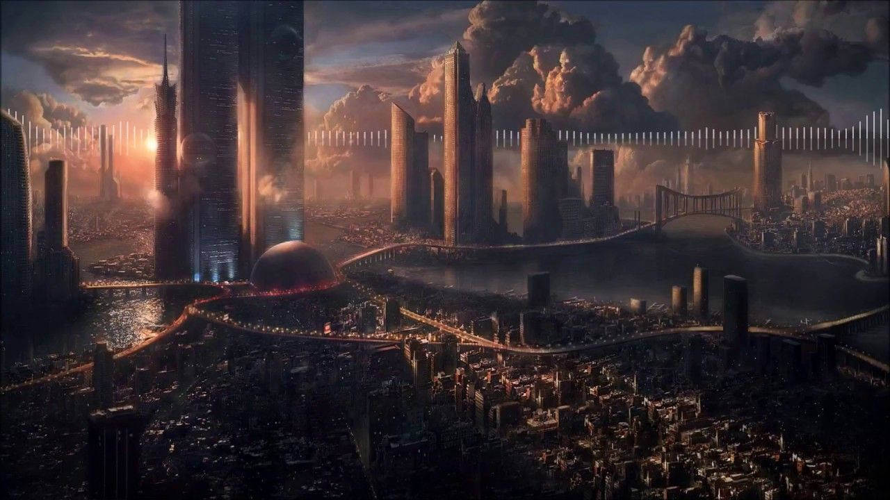 Erkundeeine Fremde Welt In Dieser Farbenfrohen Science-fiction-stadt. Wallpaper