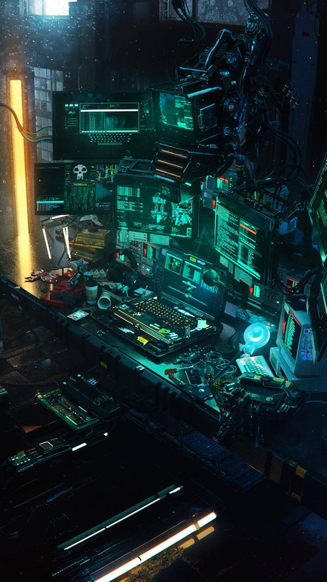 Sci-fi Computer Workstation Hacking Android Wallpaper