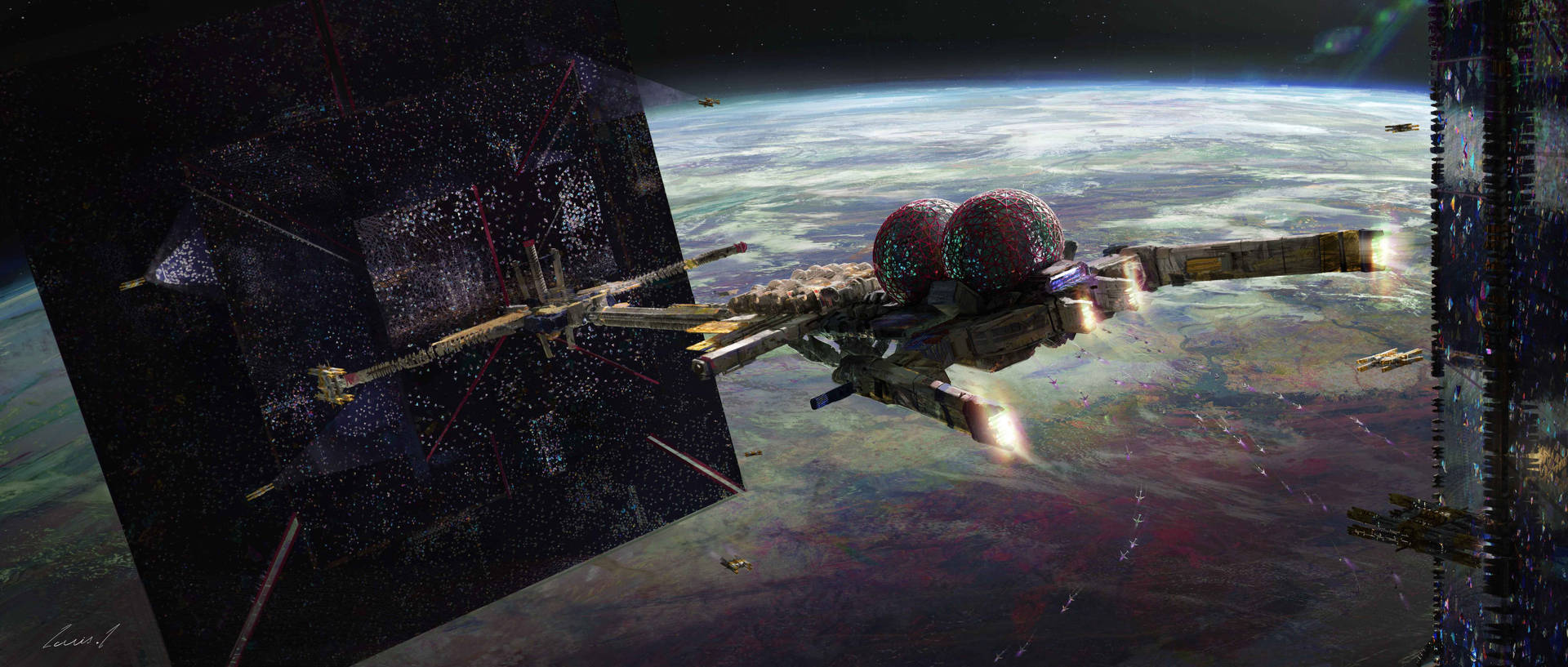 Sci-fi Landscape Space Battle Wallpaper