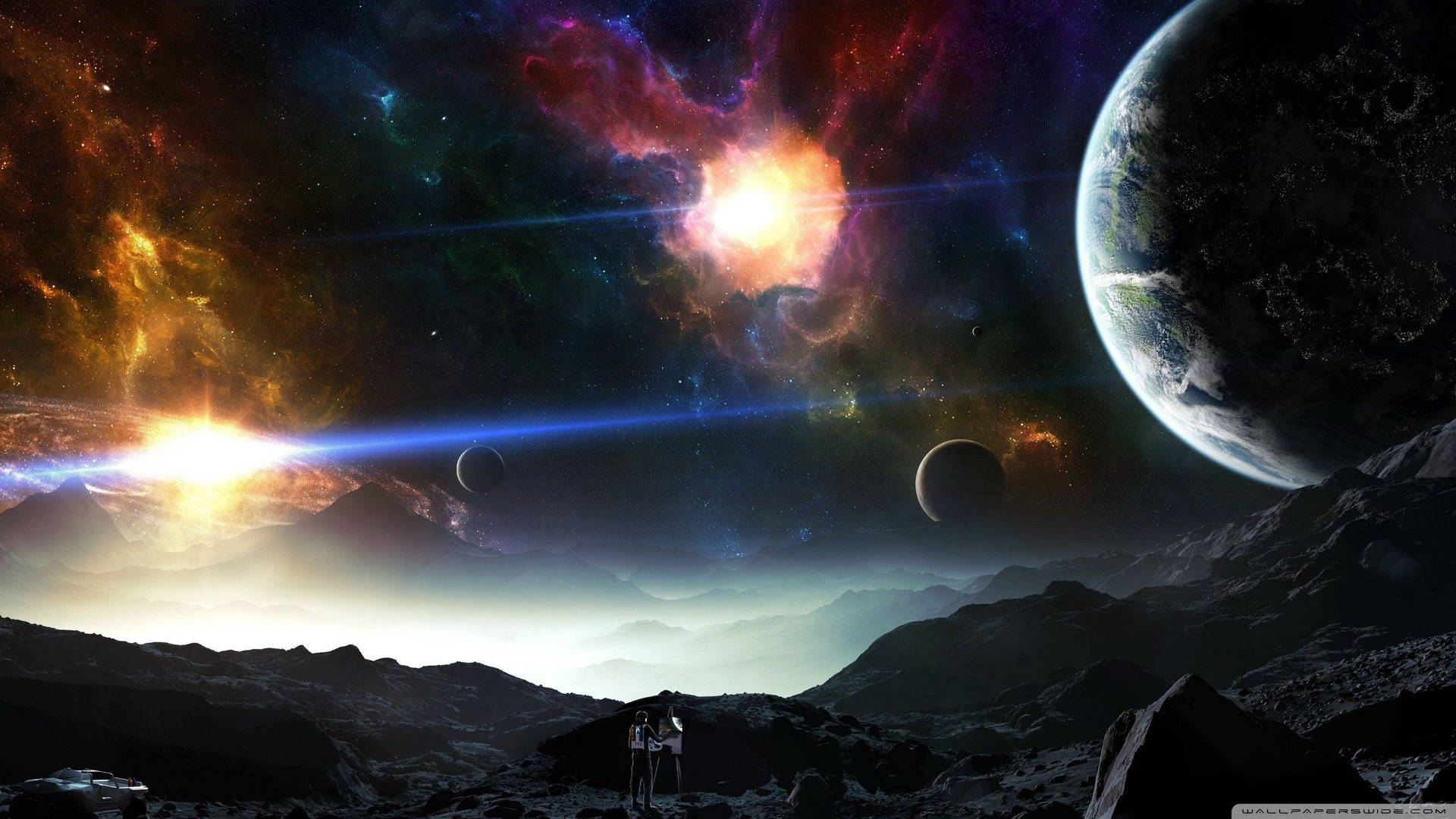 Sci Fi Man Painting Universe Wallpaper