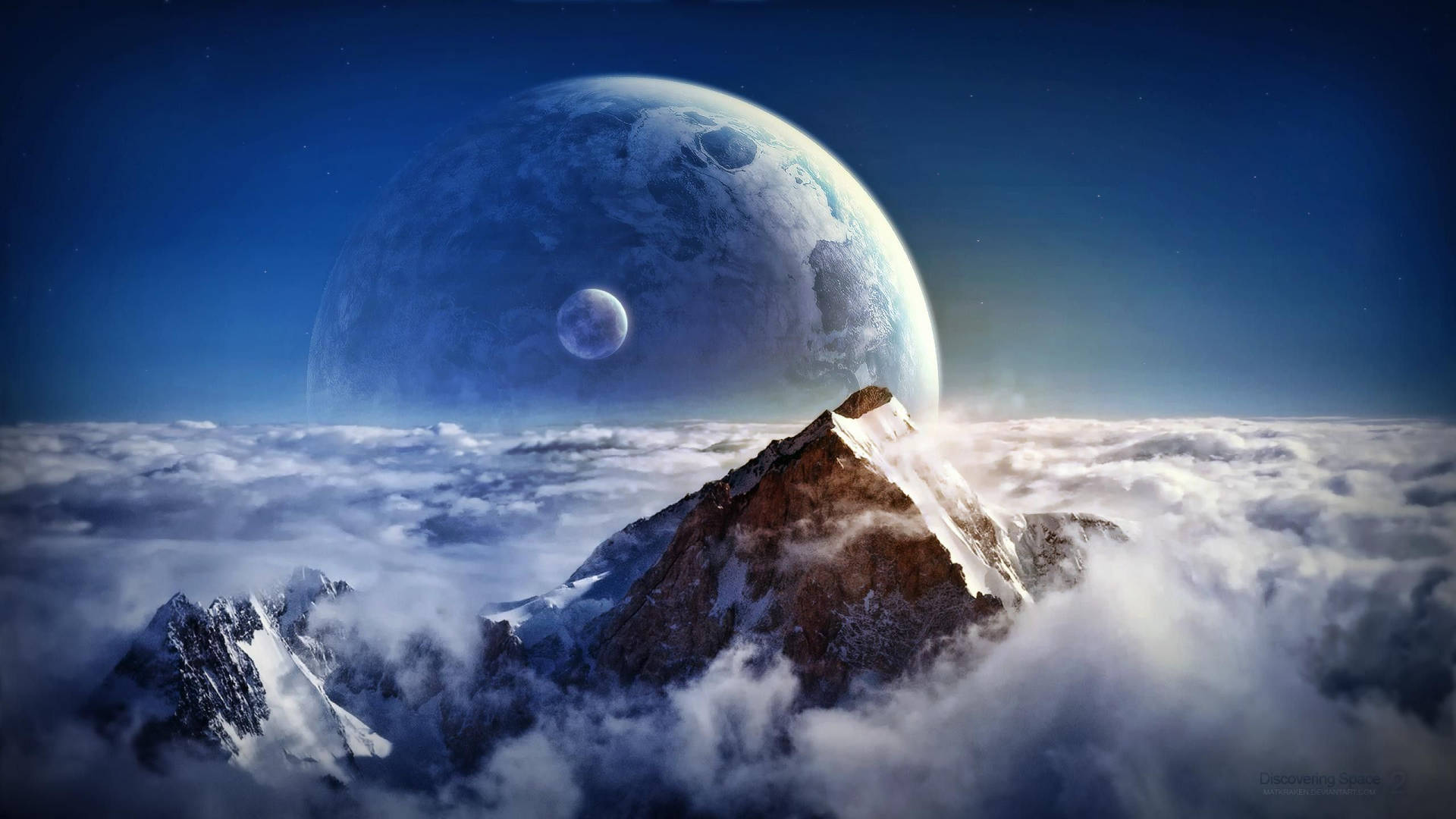 Sci Fi Mountain Clouds Planet