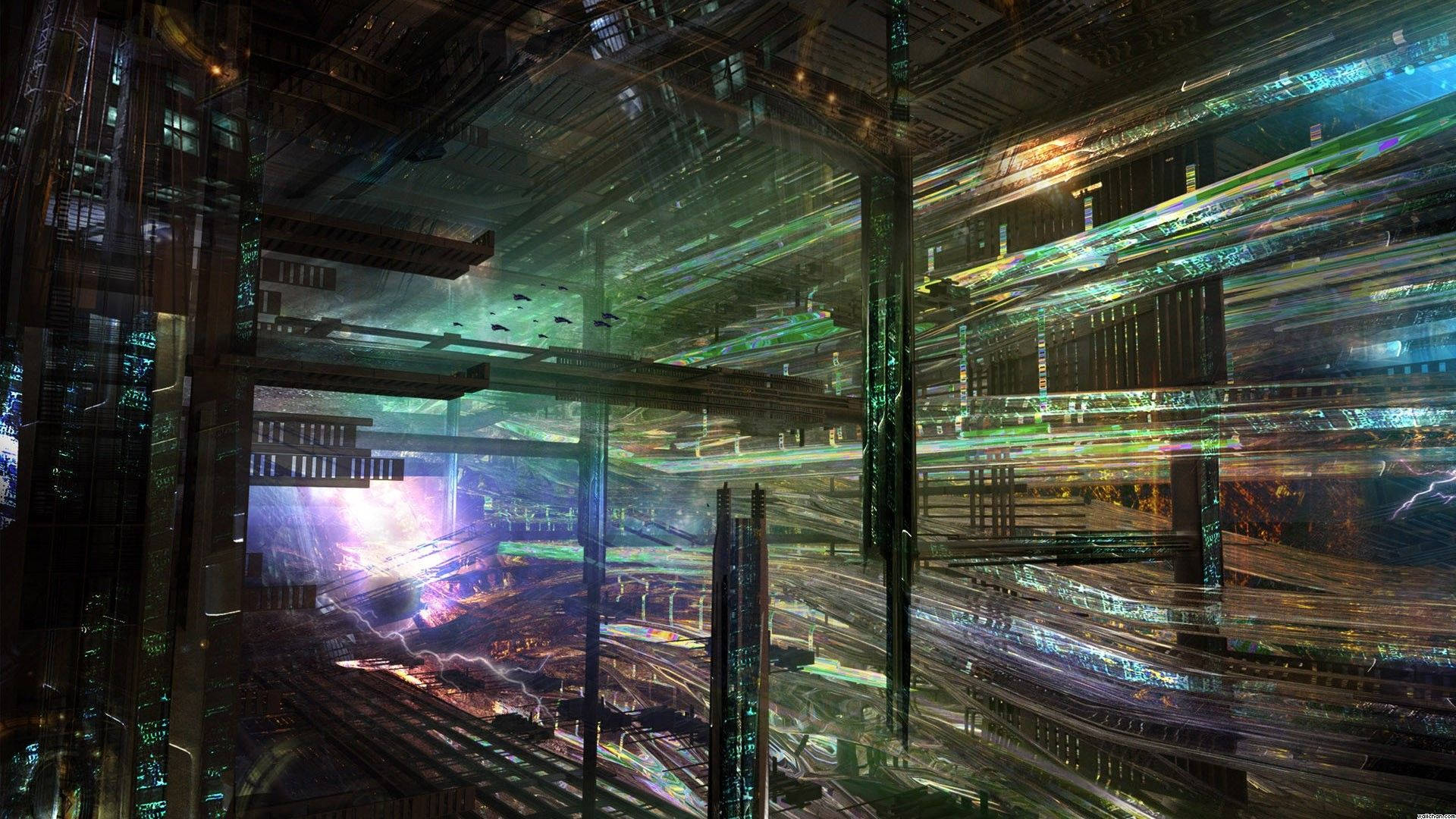 Futuristic Cyberpunk Landscape Wallpaper