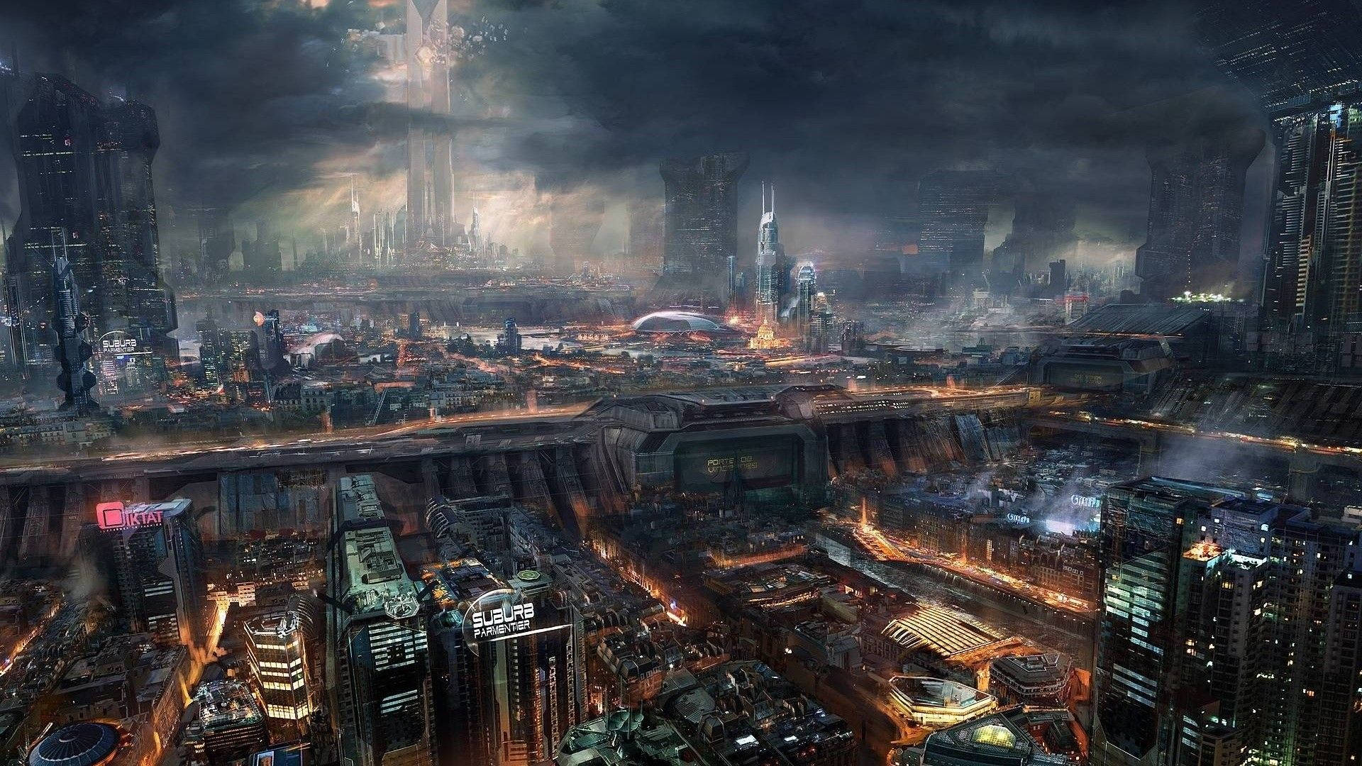 Futuristic Science Fiction City Wallpaper