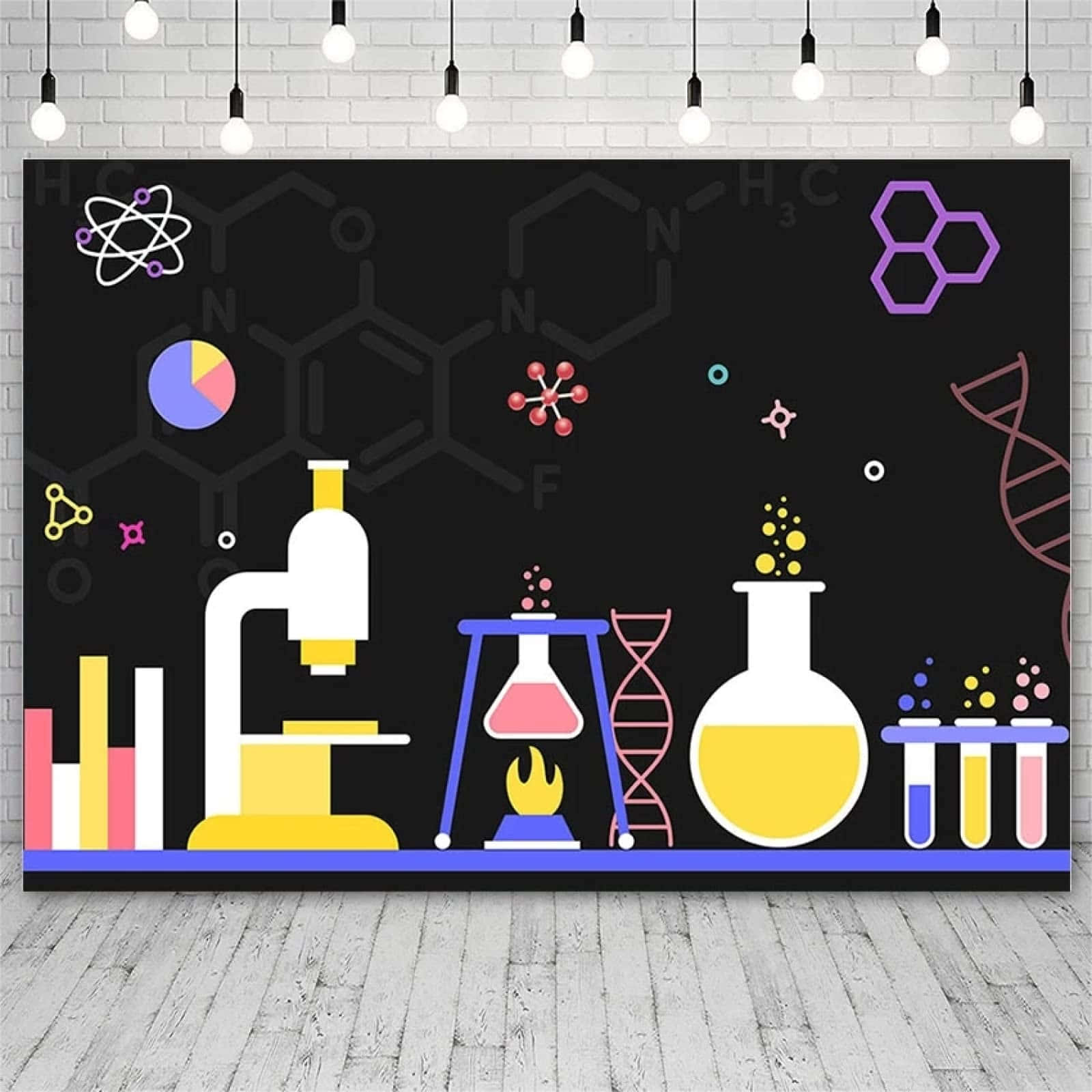Unfondo Negro Con Un Colorido Laboratorio De Química