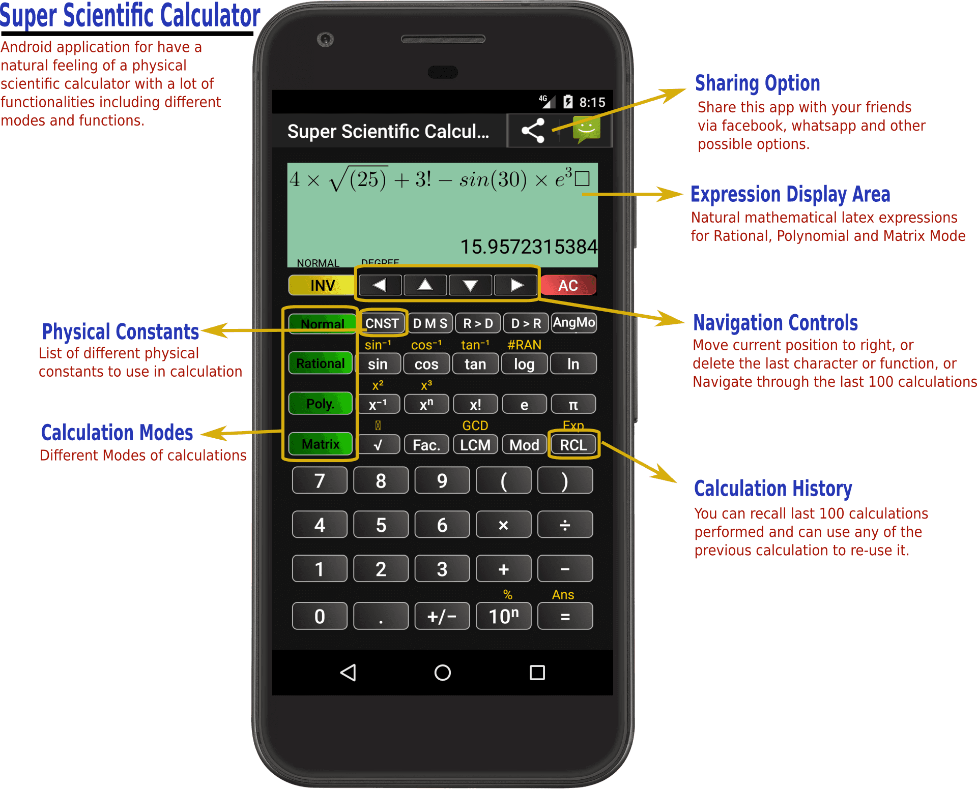 Scientific Calculator App Features PNG