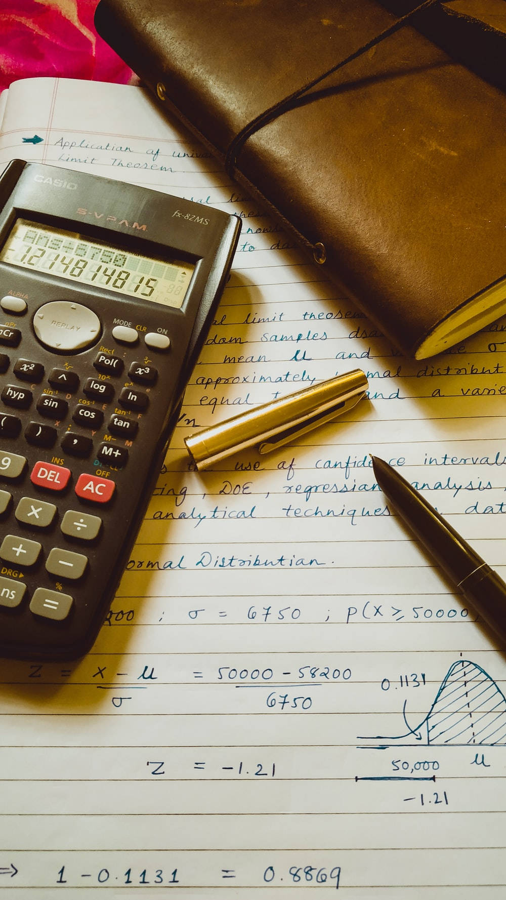 Scientific Calculator On Math Notes Background