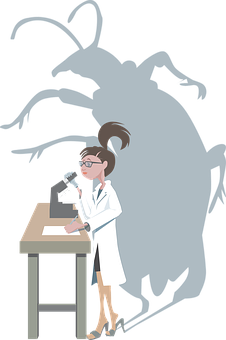 Scientist Examining Insect Shadow PNG