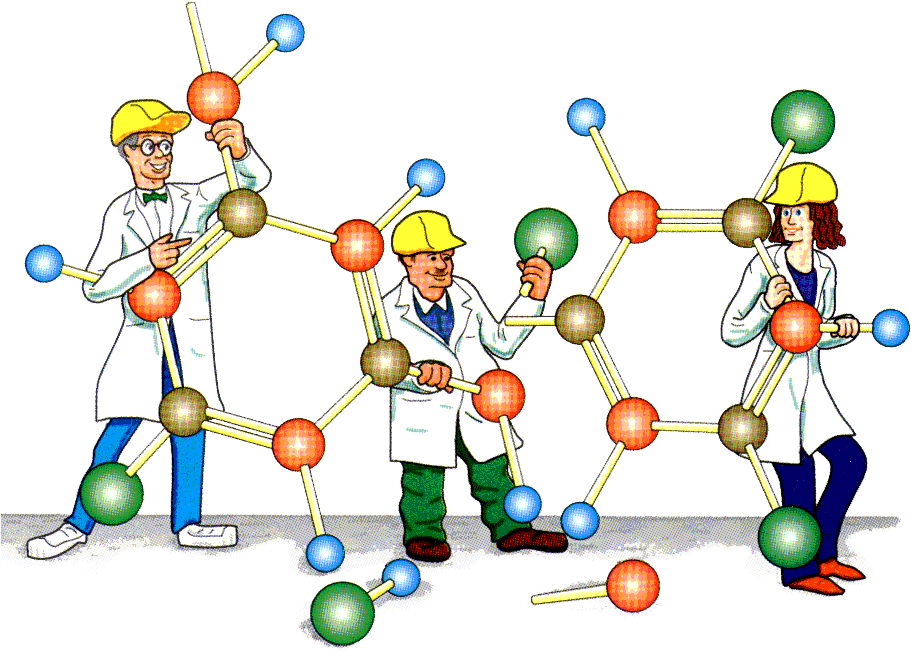 Scientists Assembling Molecular Model PNG