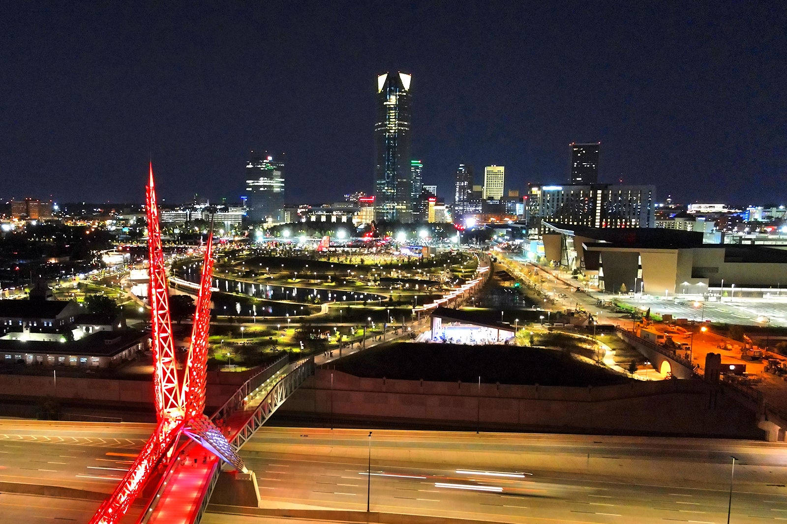 Scissortail Bridge Oklahoma City At Night Wallpaper
