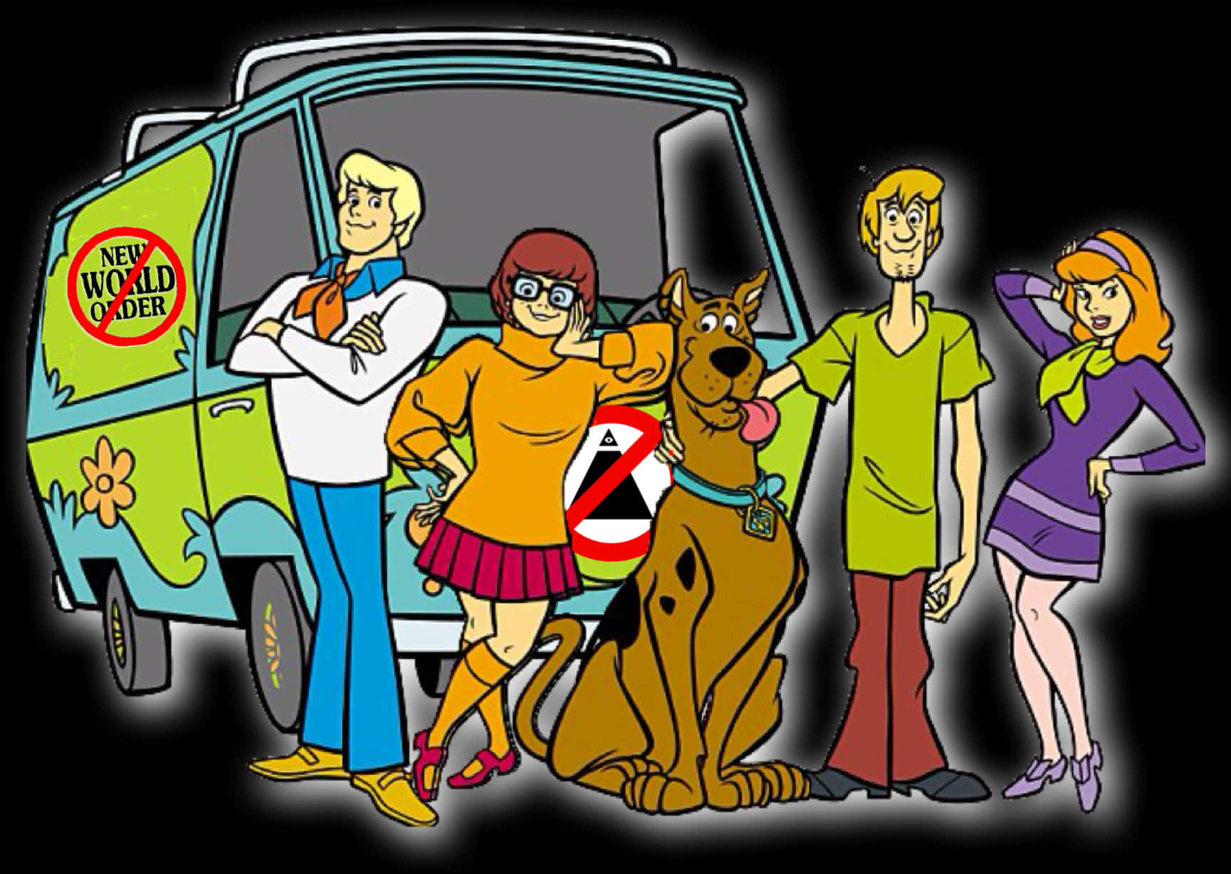 Scooby Doo Teamand Mystery Machine PNG