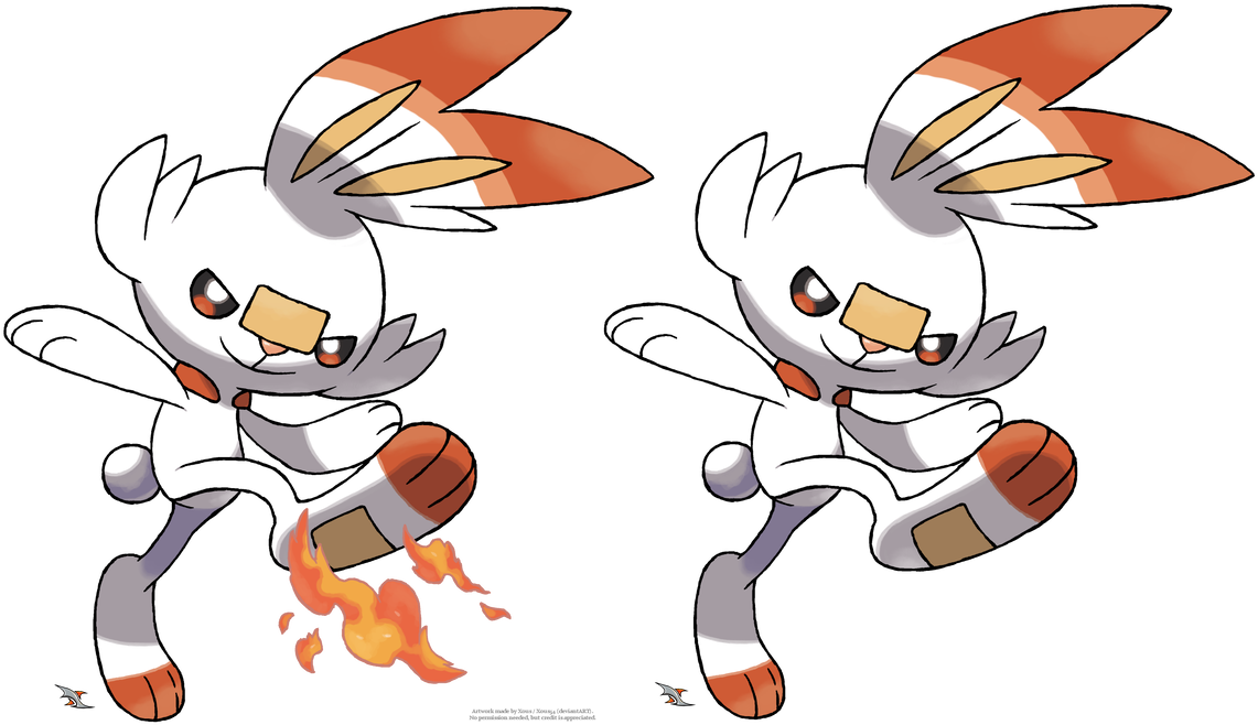 Scorbunny Pokemon Dual Pose PNG