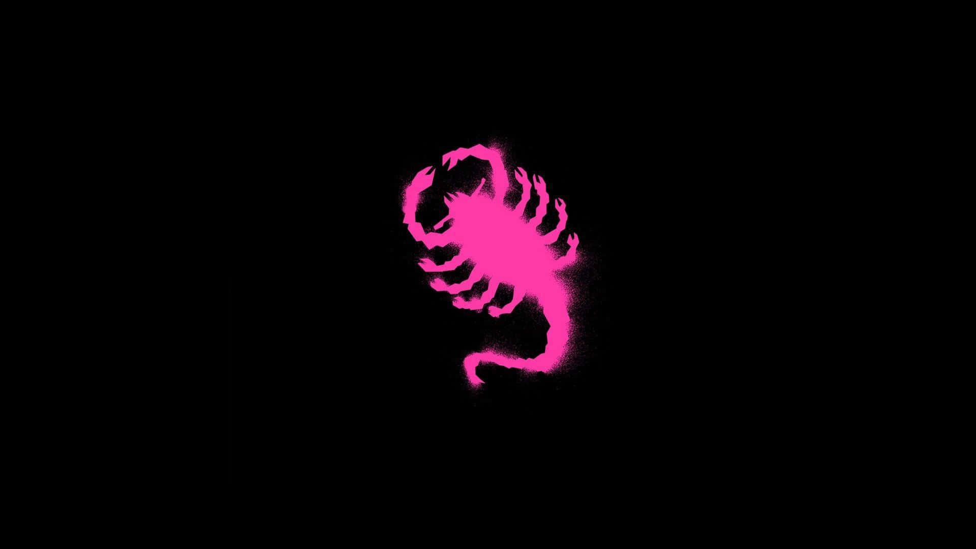 A Pink Scorpion On A Black Background