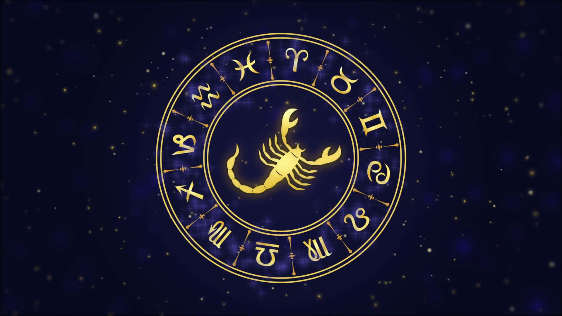 A Golden Scorpion With A Starry Background