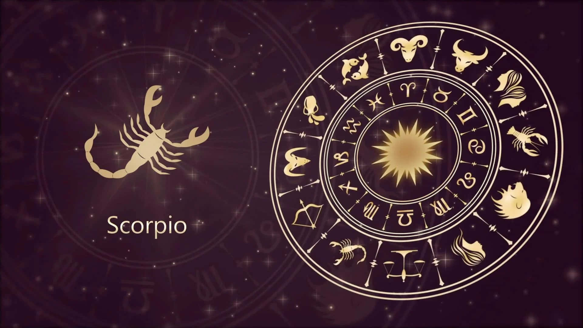 Scorpio Zodiac Sign In The Circle With Golden Stars