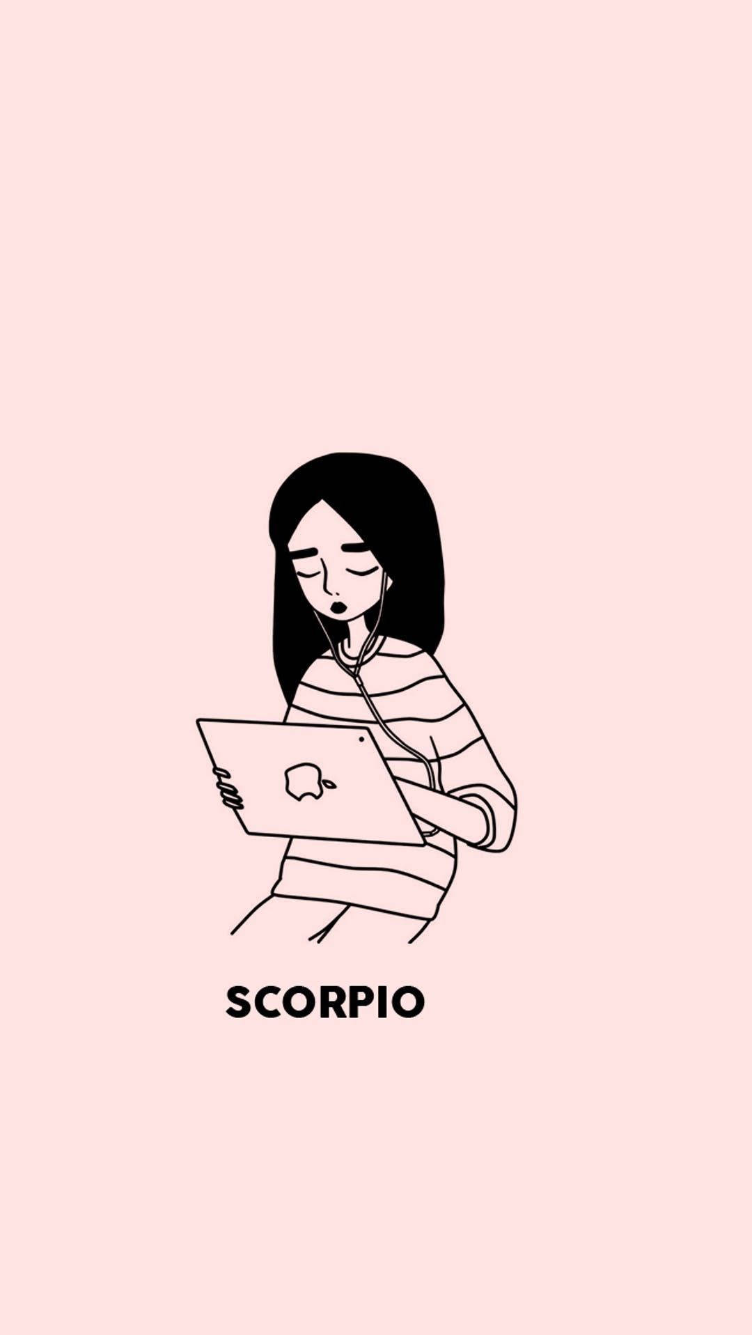 Scorpio Girl Using iPad Wallpaper