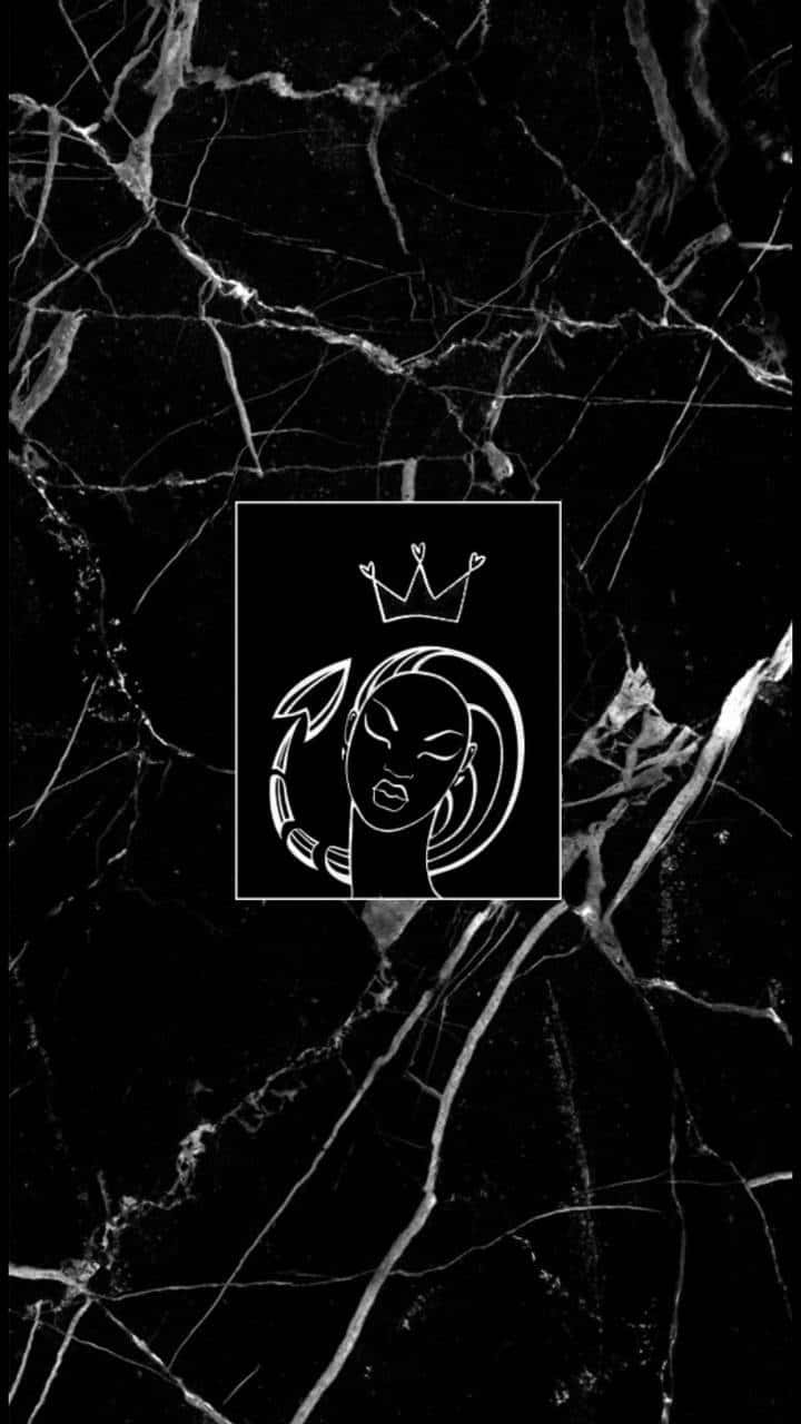 A Black Marble Logo With A Crown On It Wallpaper