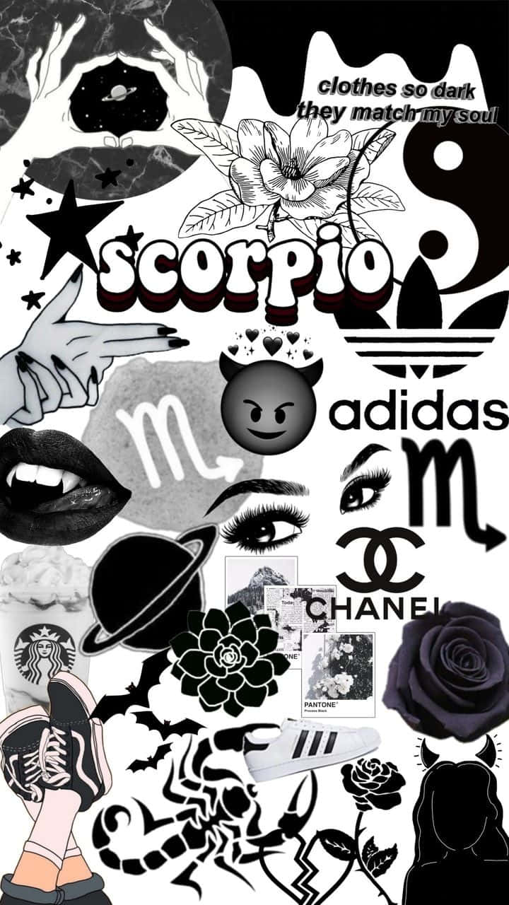 Scorpio Iphone Aesthetic Black and White Collage Wallpaper