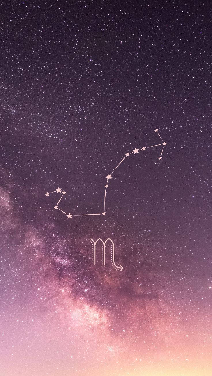Scorpio Stars Sign Pink Galaxy Wallpaper