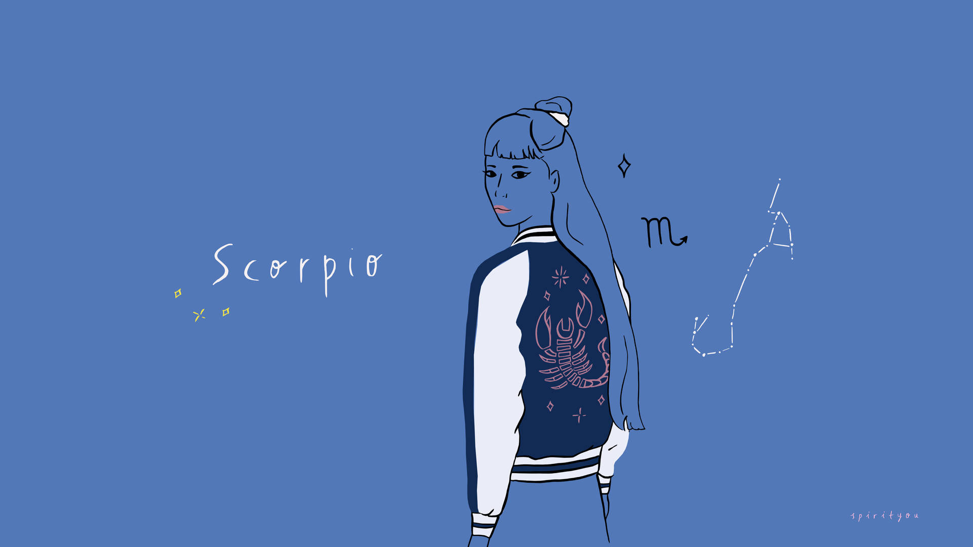 Scorpio Woman Cute Line Art