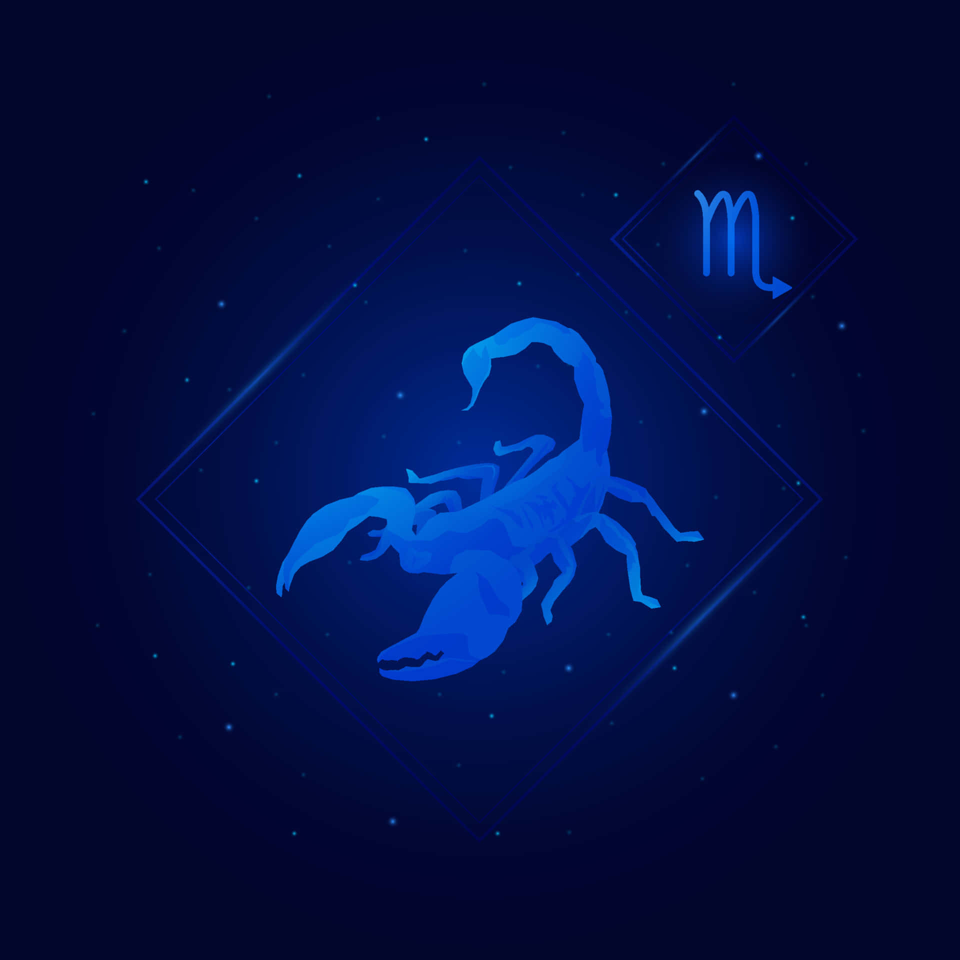 Blå Scorpio Zodiac Symbol Wallpaper