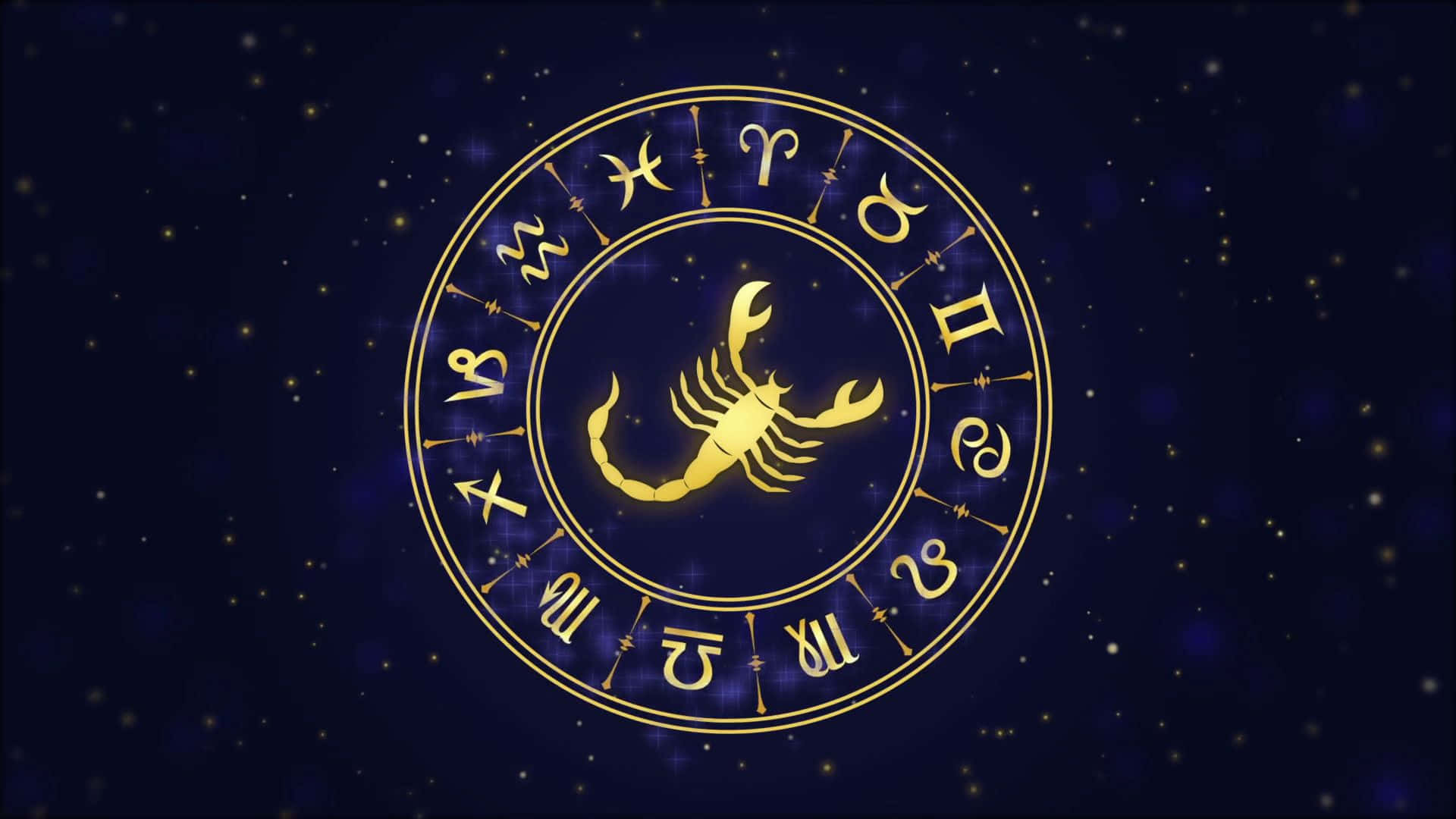A Golden Scorpion With Stars In The Background Wallpaper