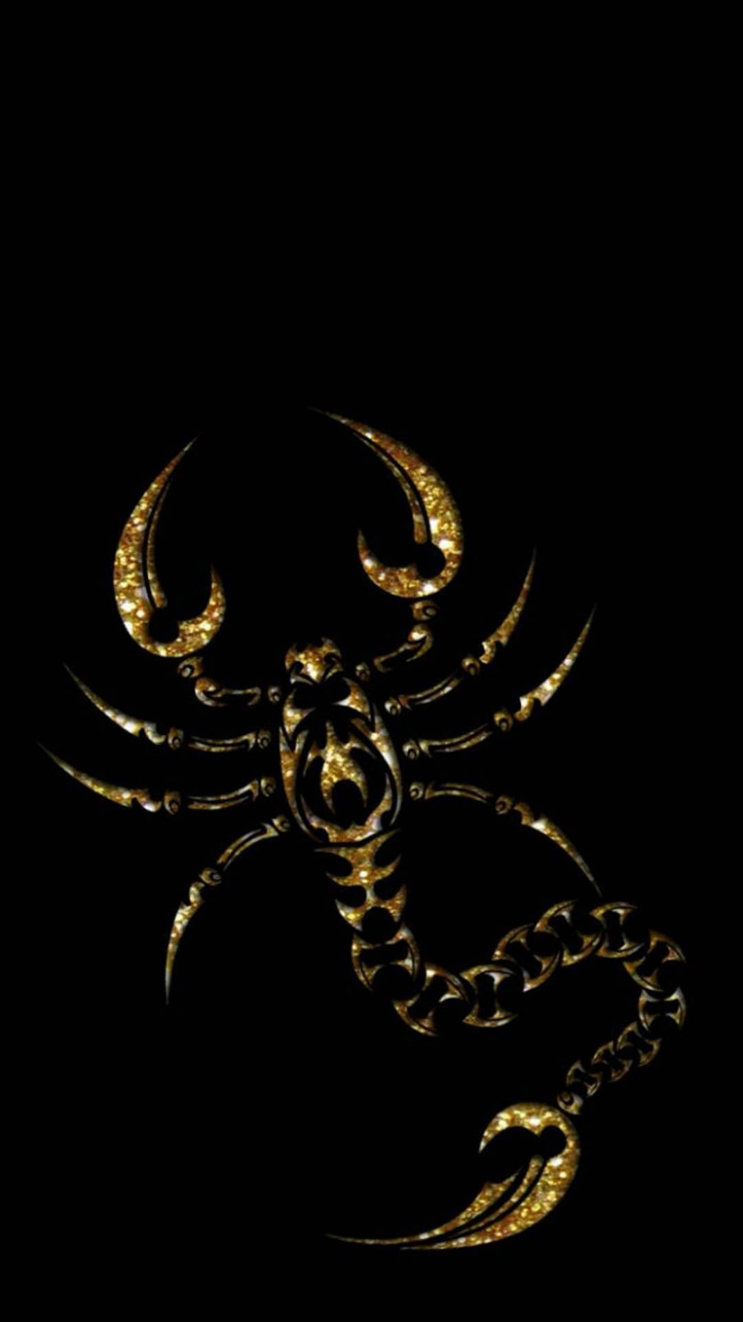 Scorpion Gold Aesthetic Art On Black Wallpaper