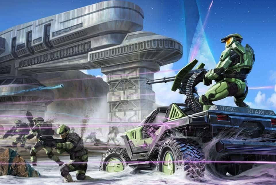Scorpion Halo - A Dynamic Battle Scene Wallpaper