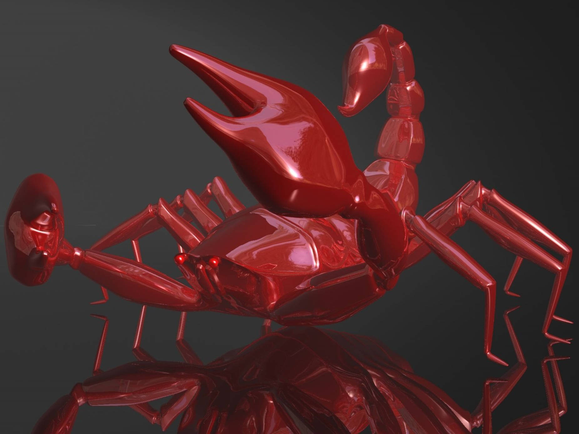 Scorpion Red 3D Render On Black Wallpaper