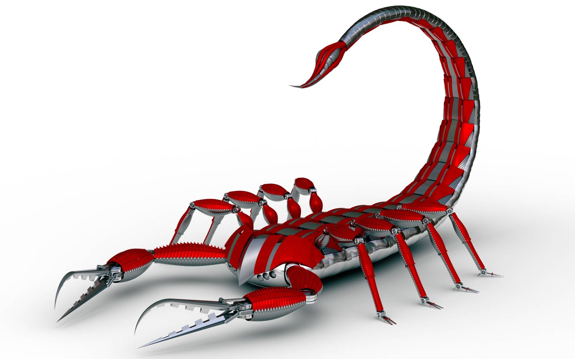 Scorpion Red Robot On White Wallpaper