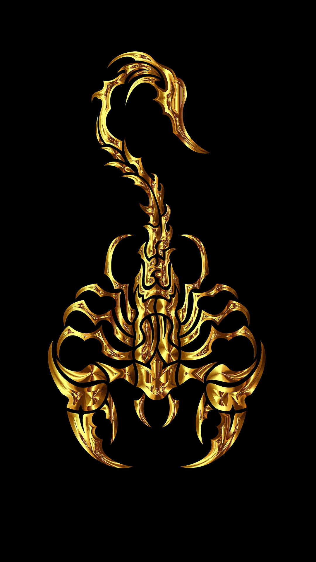 Skorpion lyserød guld æstetik på sort. Wallpaper